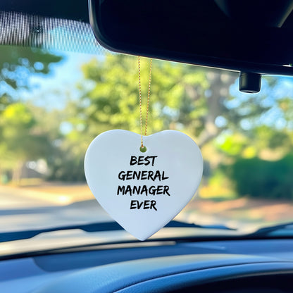 Funny General Manager Gifts - 'Best General Manager Ever' Heart Ornament for Christmas