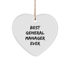 Funny General Manager Gifts - 'Best General Manager Ever' Heart Ornament for Christmas