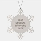 Funny General Manager Gifts - Best General Manager Ever Snowflake Ornament for Christmas from Friends