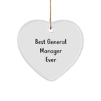 Funny General Manager Gifts Ever, Best General Manager Heart Ornament, 'Best General Manager Ever' Quote, Christmas Unique Gifts from Friends to General Manager