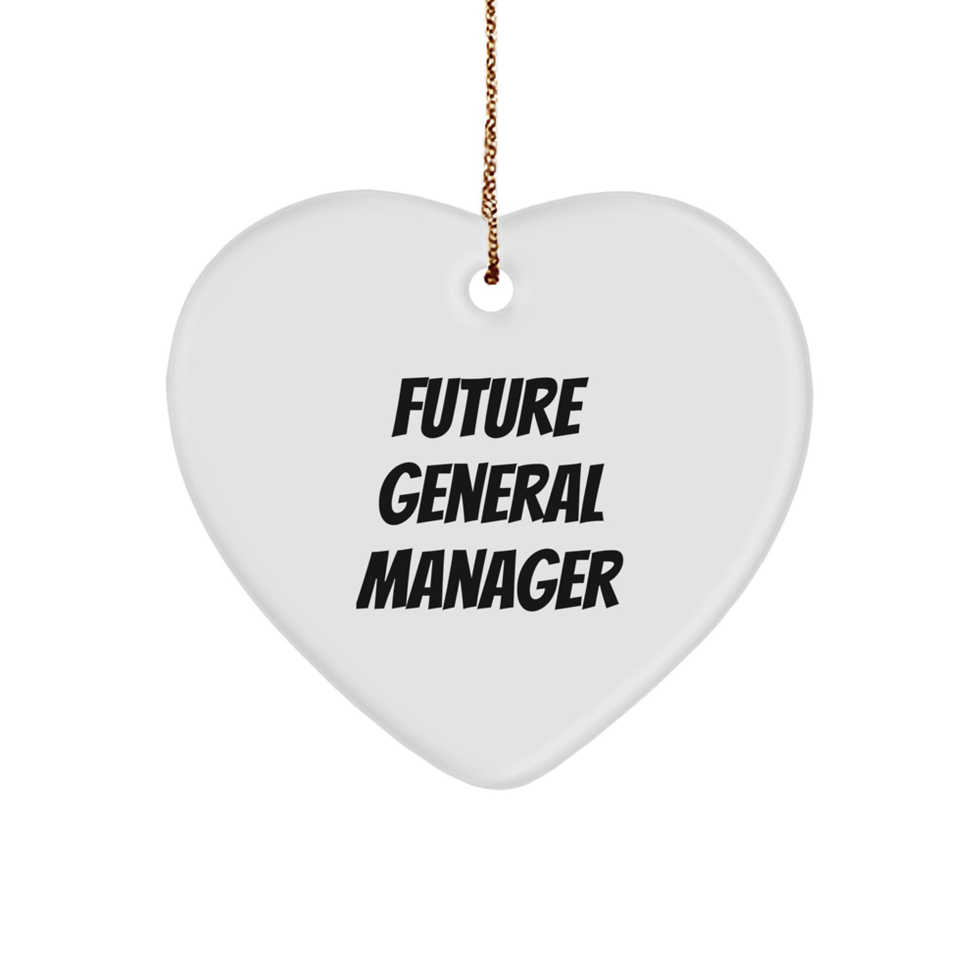 Funny General Manager Gifts for Her, Heart Ornament with 'Future General Manager' Quote, Christmas Unique Gifts from Friends and Family
