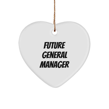 Funny General Manager Gifts for Her, Heart Ornament with 'Future General Manager' Quote, Christmas Unique Gifts from Friends and Family