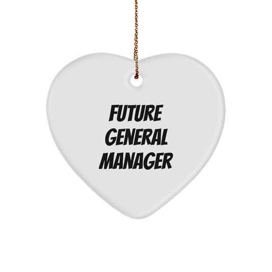 Funny General Manager Gifts for Her, Heart Ornament with 'Future General Manager' Quote, Christmas Unique Gifts from Friends and Family