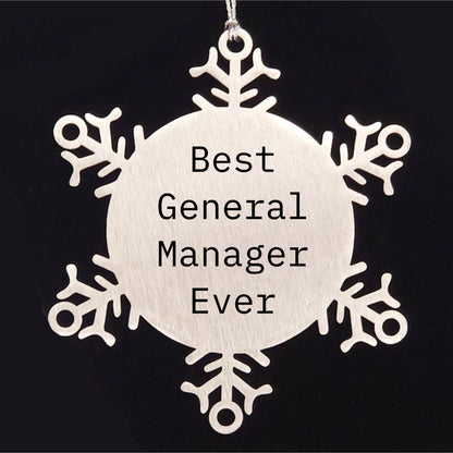 Funny General Manager Gifts for Men from Snowflake Ornament Ever 'Best General Manager Ever' Christmas Unique Gifts