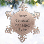 Funny General Manager Gifts for Men from Snowflake Ornament Ever 'Best General Manager Ever' Christmas Unique Gifts