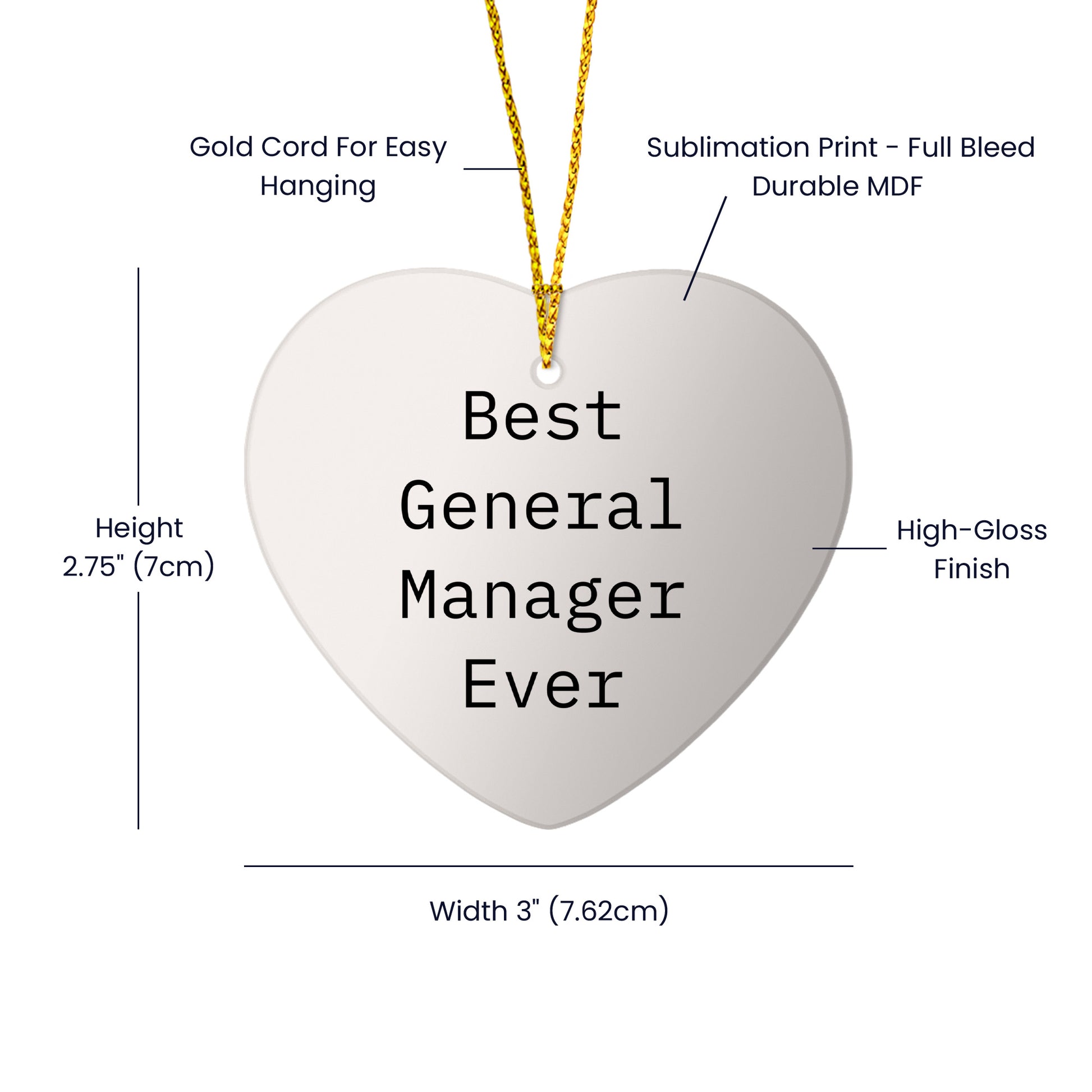 Funny General Manager Gifts from Men to Best General Manager Ever 'Love' Heart Ornament for Christmas Unique Gifts
