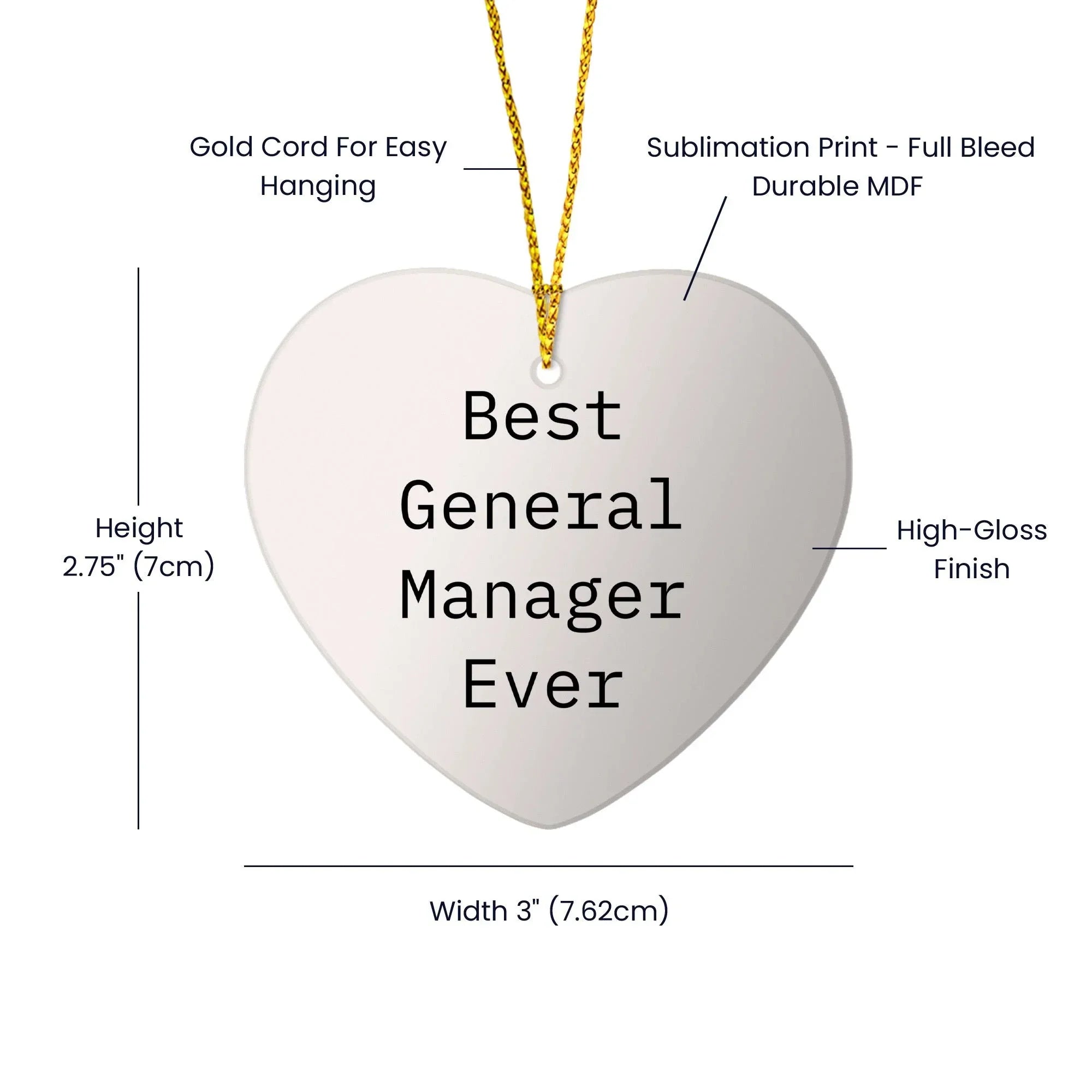 Funny General Manager Gifts from Men to Best General Manager Ever 'Love' Heart Ornament for Christmas Unique Gifts
