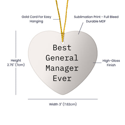 Funny General Manager Gifts from Men to Best General Manager Ever 'Love' Heart Ornament for Christmas Unique Gifts