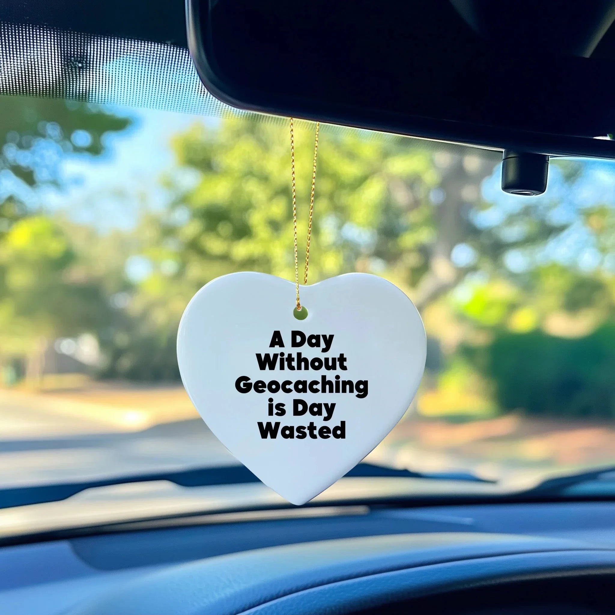 Funny Geocaching Gifts for Men and Women, 'A Day Without Geocaching Is Day Wasted' Heart Ornament, Christmas Unique Gifts from Friends to Family