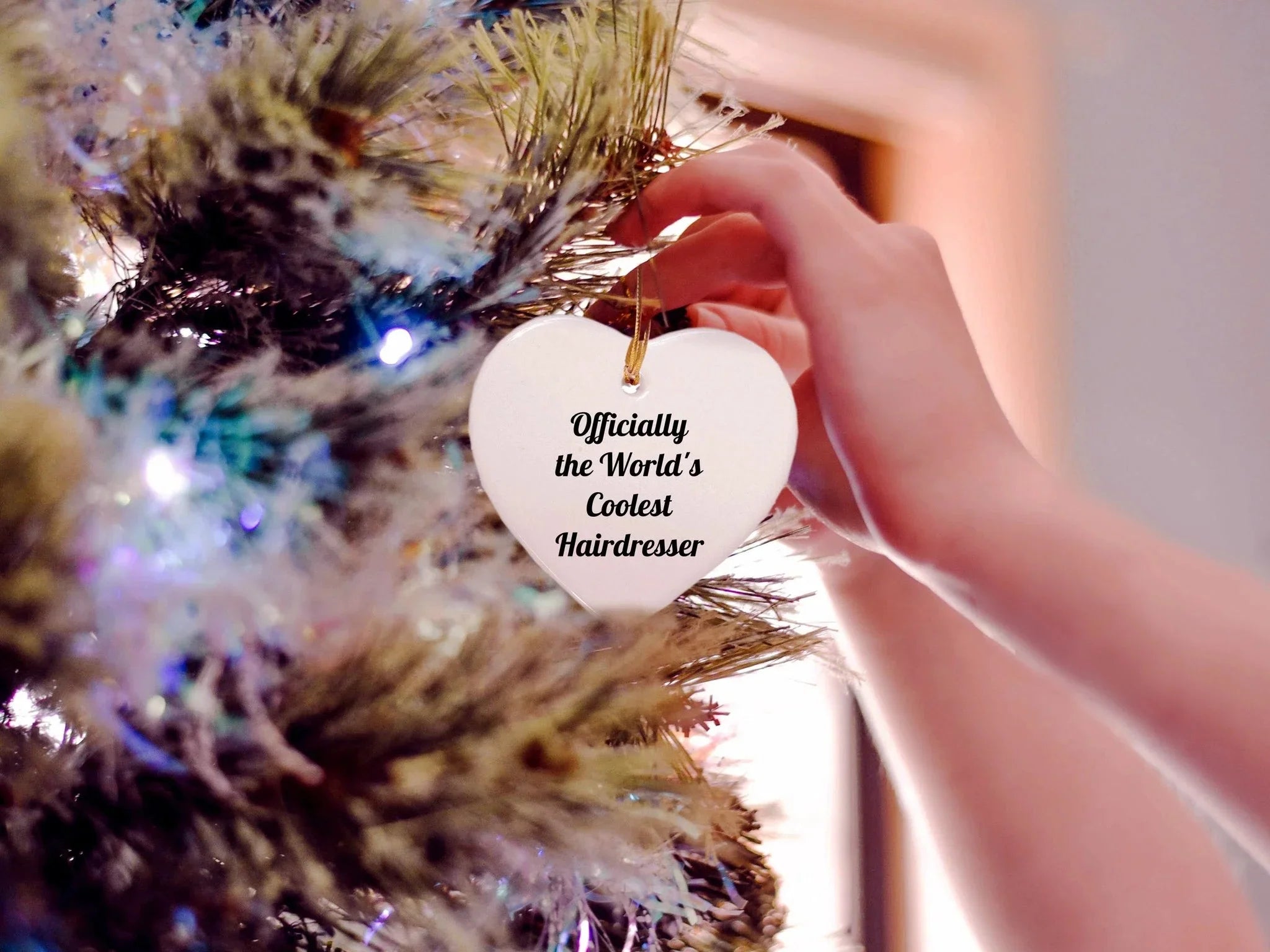 Funny Hairdresser Gifts from Friends to Hairdresser, Heart Ornament for Christmas