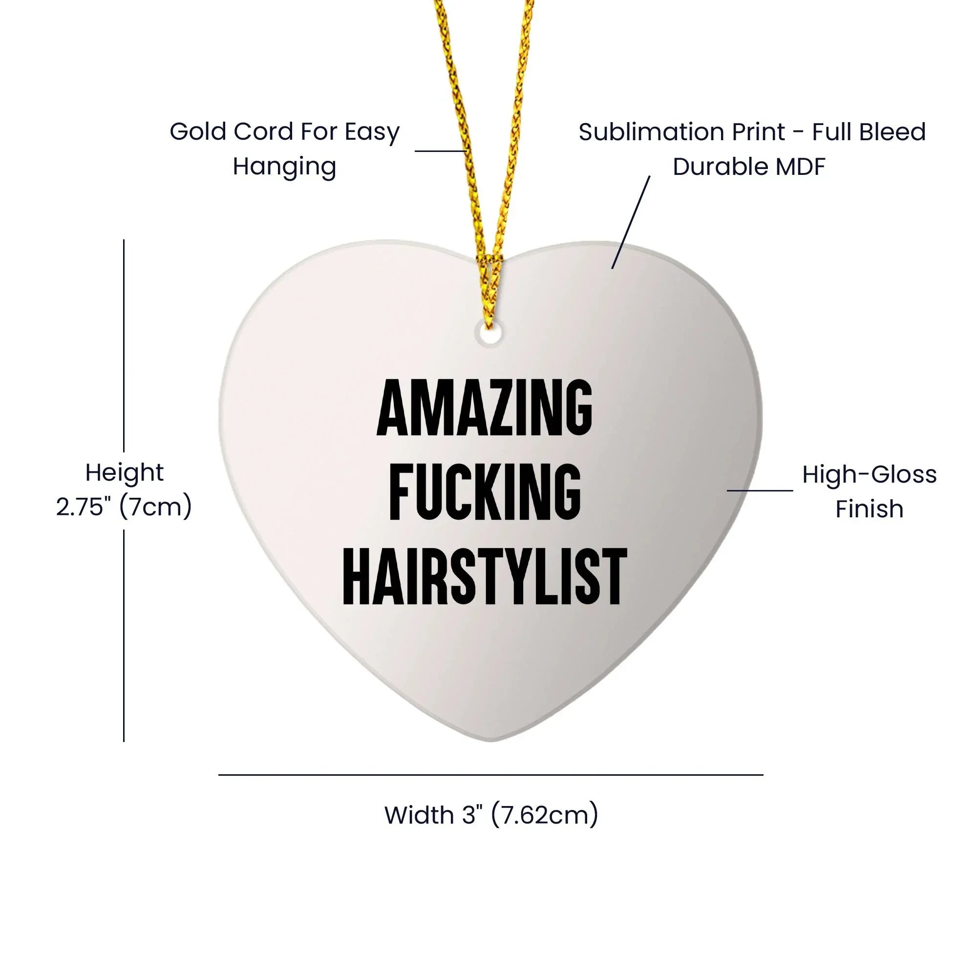 Funny Hairstylist Gifts, Heart Ornament with Amazing Quote, Perfect for Hairstylist Women, Gifts from Friends to Hairstylist, Christmas Unique Gifts