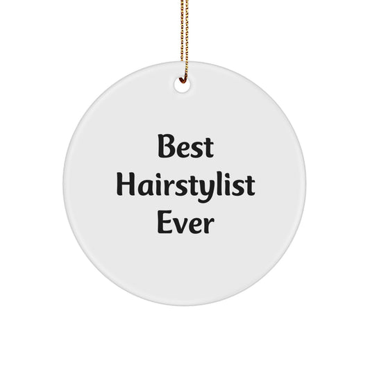 Funny Hairstylist Gifts for Friends - 'Best Hairstylist Ever' Circle Ornament, Christmas Unique Presents from Family