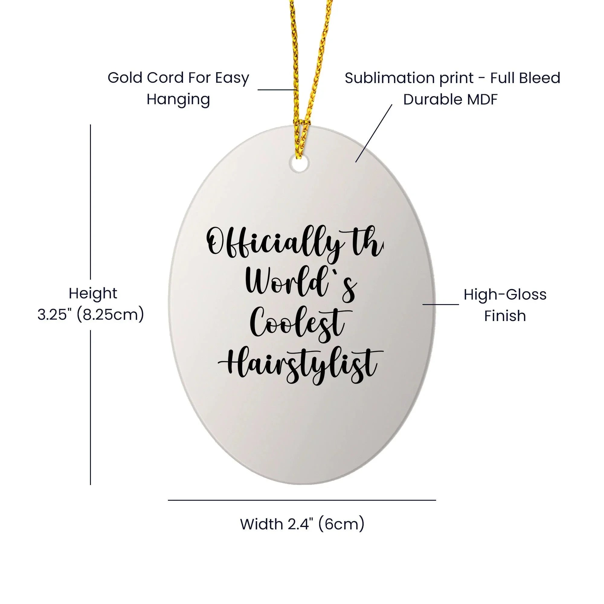Funny Hairstylist Gifts from Family, Oval Ornament Quote 'Officially The World's Coolest Hairstylist' for Hairstylist, Christmas Unique Gifts