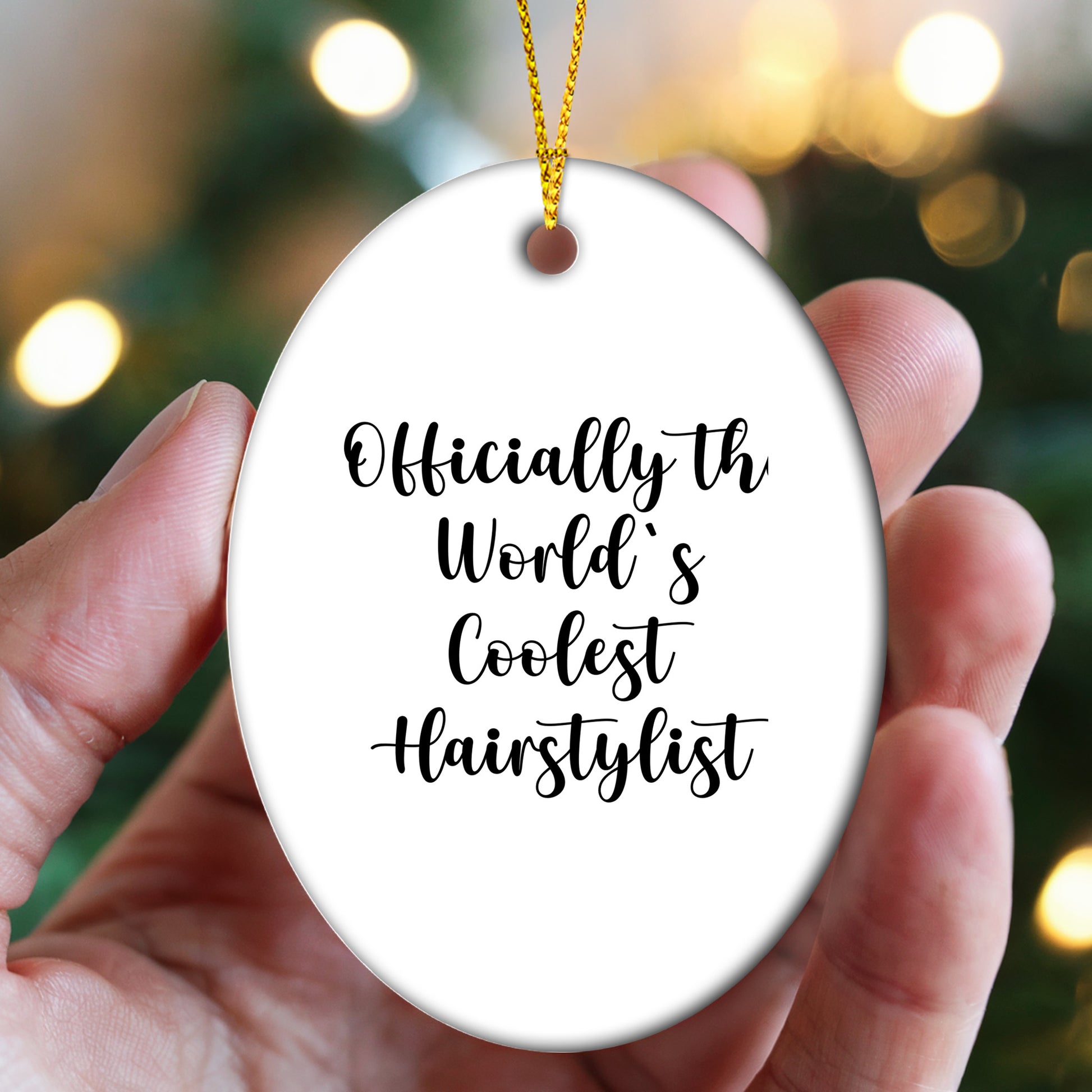 Funny Hairstylist Gifts from Family, Oval Ornament Quote 'Officially The World's Coolest Hairstylist' for Hairstylist, Christmas Unique Gifts