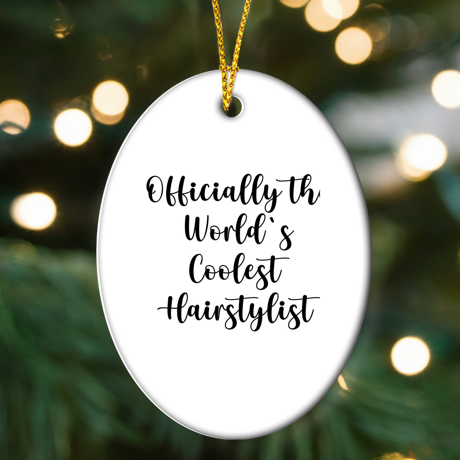 Funny Hairstylist Gifts from Family, Oval Ornament Quote 'Officially The World's Coolest Hairstylist' for Hairstylist, Christmas Unique Gifts