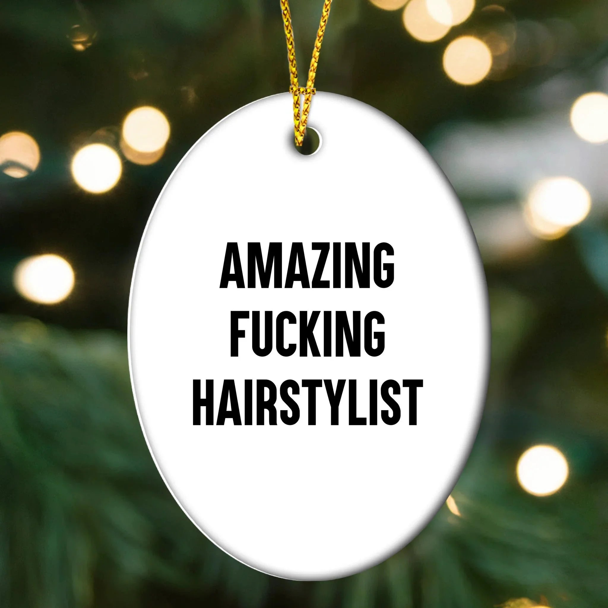 Funny Hairstylist Gifts from Friends, Women, Family - Amazing F--king Hairstylist Oval Ornament, Christmas Unique Presents for Hairstylist
