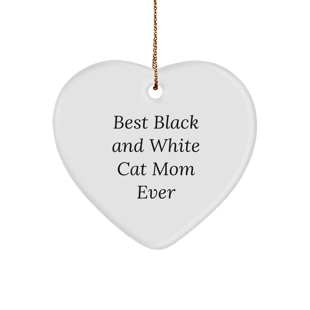 Funny Heart Ornament for Black and White Cat Lovers - Gifts from Mom to Friends and Family for Christmas