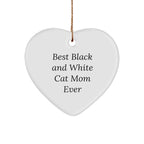 Funny Heart Ornament for Black and White Cat Lovers - Gifts from Mom to Friends and Family for Christmas