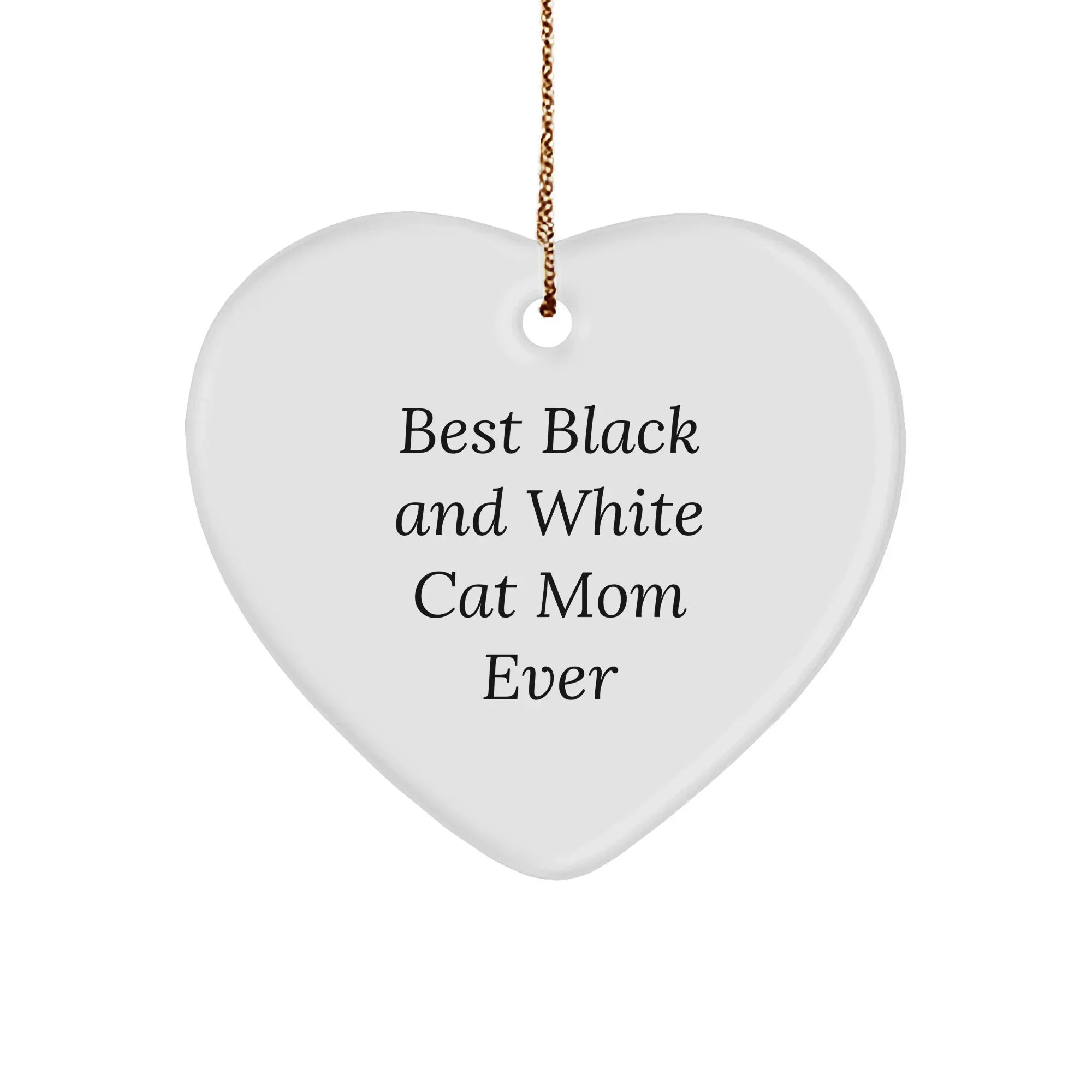 Funny Heart Ornament for Black and White Cat Lovers - Gifts from Mom to Friends and Family for Christmas