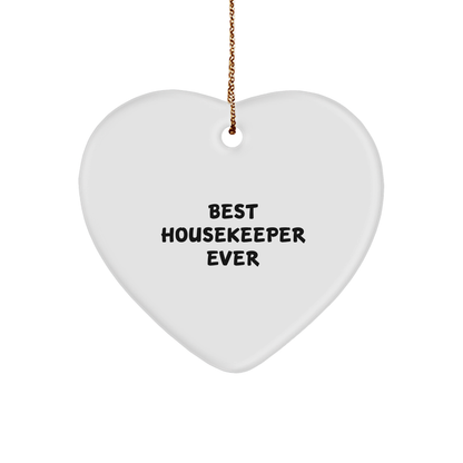 Funny Housekeeper Gifts - Best Housekeeper Ever Heart Ornament, Gifts from Family for Housekeeper