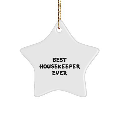Funny Housekeeper Gifts - Best Housekeeper Ever Star Ornament, Gifts from Family, for Housekeeper, Christmas Unique Present