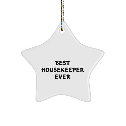 Funny Housekeeper Gifts - Best Housekeeper Ever Star Ornament, Gifts from Family, for Housekeeper, Christmas Unique Present