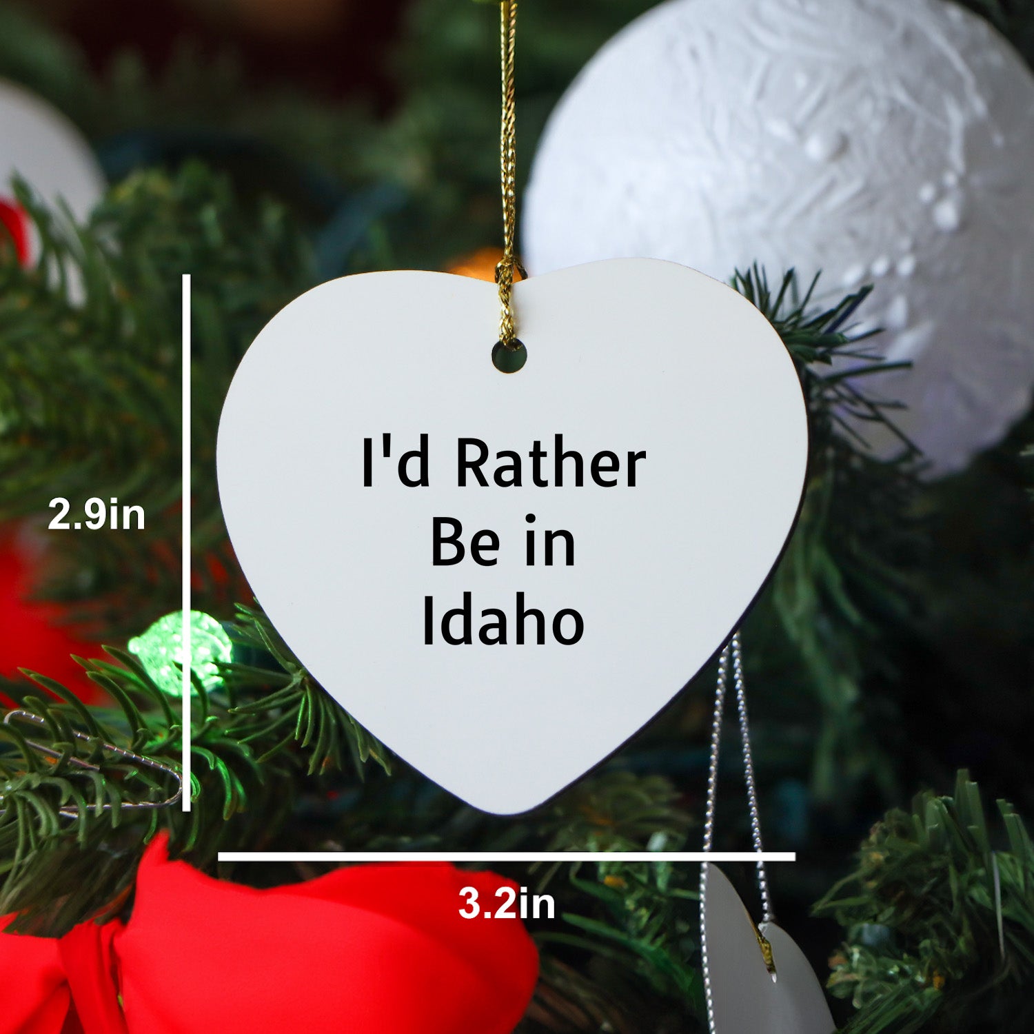 Funny Idaho Heart Ornament Gifts for Friends from I'd Rather Be In Idaho, Christmas Unique Presents