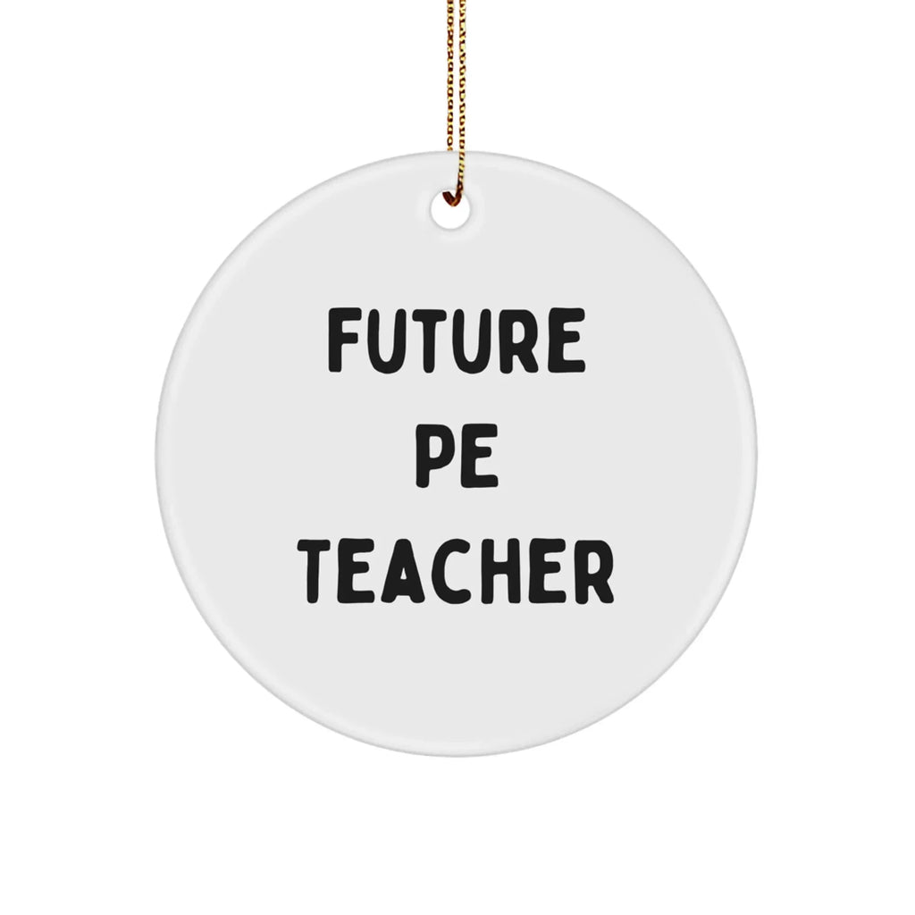 Funny Inspirational PE Teacher Circle Christmas Ornament, 'Future PE Teacher' Gifts