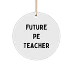 Funny Inspirational PE Teacher Circle Christmas Ornament, 'Future PE Teacher' Gifts