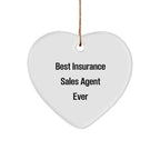Funny Insurance Sales Agent Gifts from Best Agent Ever - Heart Ornament for Men, Women, Coworkers, Family - Christmas Unique Gifts