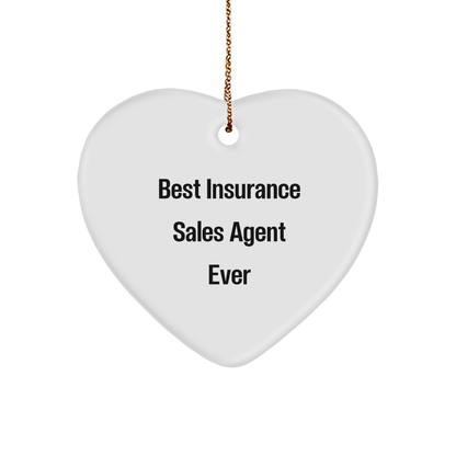Funny Insurance Sales Agent Gifts from Best Agent Ever - Heart Ornament for Men, Women, Coworkers, Family - Christmas Unique Gifts