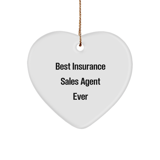 Funny Insurance Sales Agent Gifts from Best Agent Ever - Heart Ornament for Men, Women, Coworkers, Family - Christmas Unique Gifts