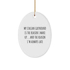 Funny Italian Greyhound Dog Oval Ornament My Italian Greyhound Is The Reason I Wake Up...and The Reason I'm Always Late Christmas Unique Gifts