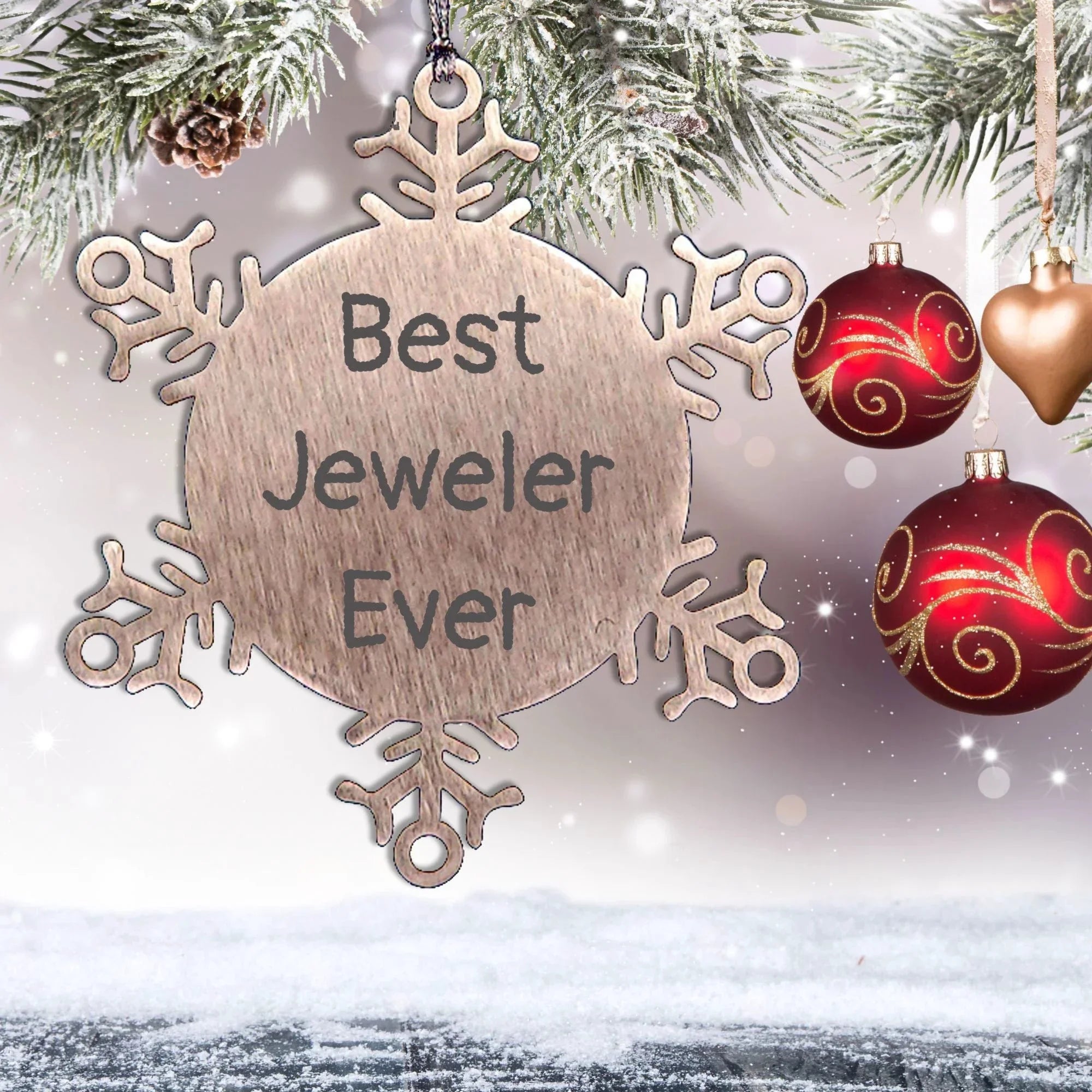 Funny Jeweler Gifts from Best Jeweler Ever - Snowflake Ornament for Men, Women, Friends, Coworkers, Family - Christmas Unique Presents