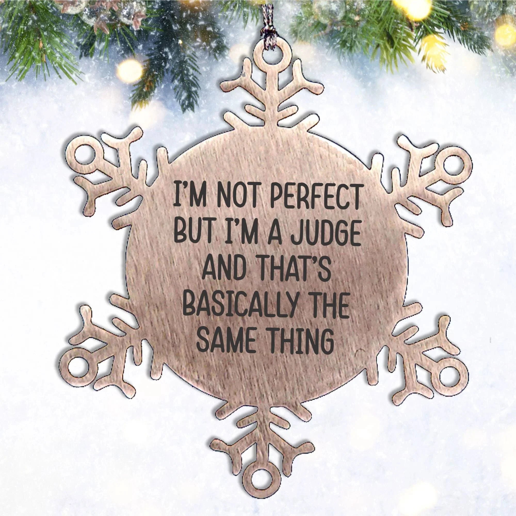 Funny Judge Snowflake Ornament Gifts from Friends for Men Unique Christmas