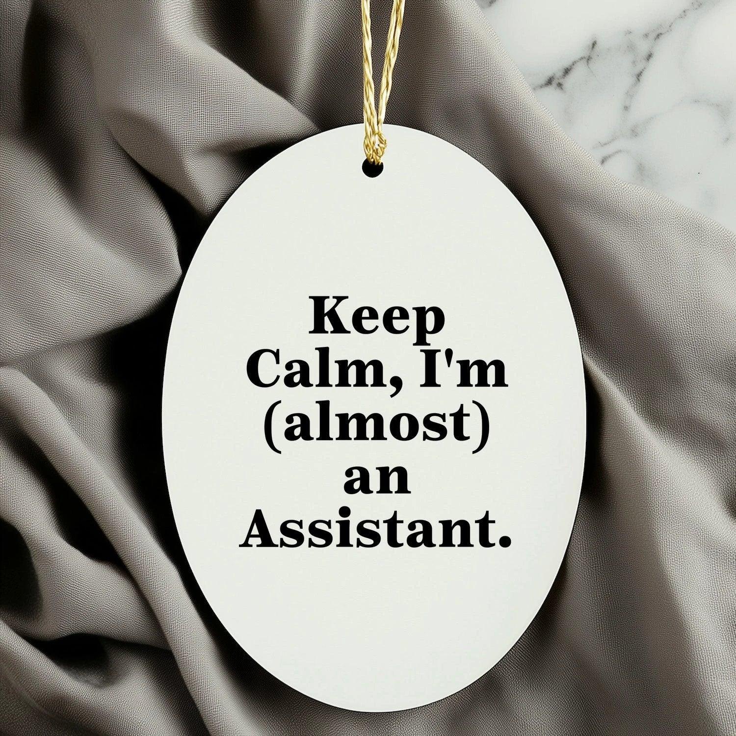 Funny Keep Calm Assistant Oval Ornament Gifts from Friends to Family