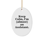 Funny Keep Calm Assistant Oval Ornament Gifts from Friends to Family