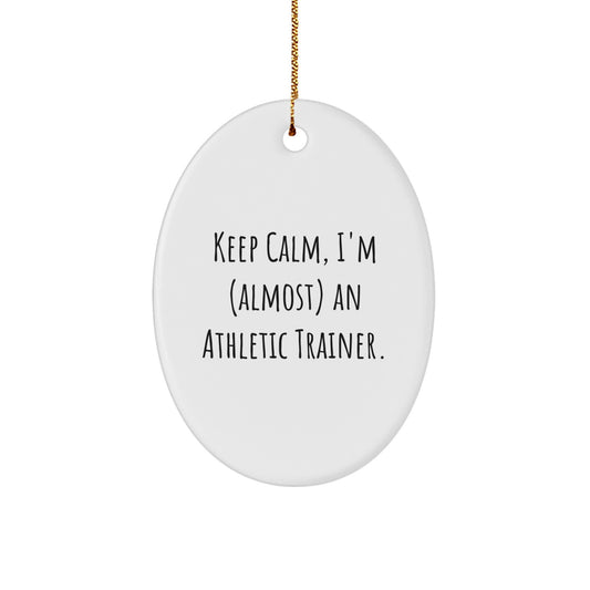 Funny Keep Calm Gifts for Athletic Trainers, Oval Ornament, Gifts from Friends, for Christmas