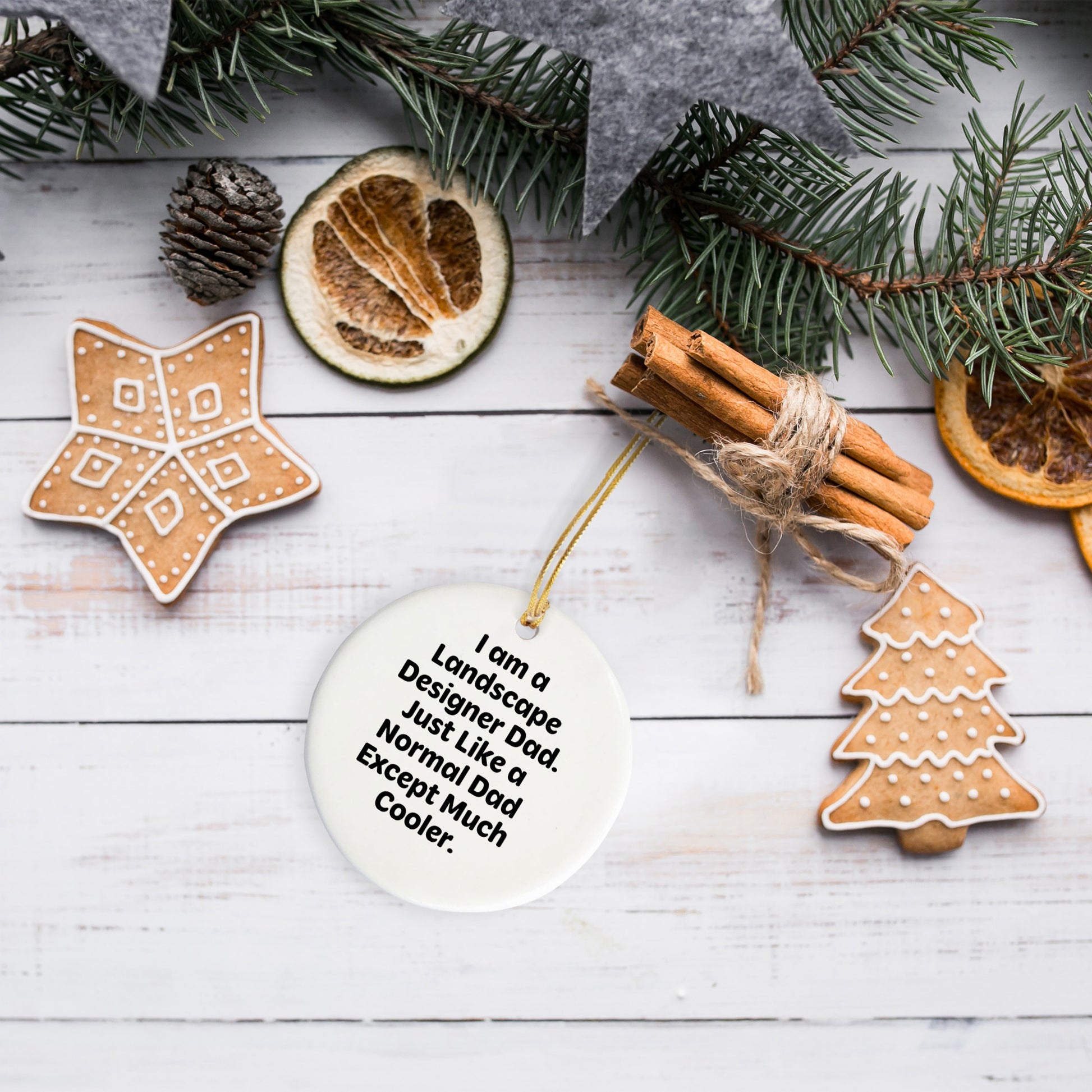 Funny Landscape Designer Gifts - I Am A Landscape Designer Dad, Circle Ornament for Christmas, Gifts from Dad to Landscape Designer