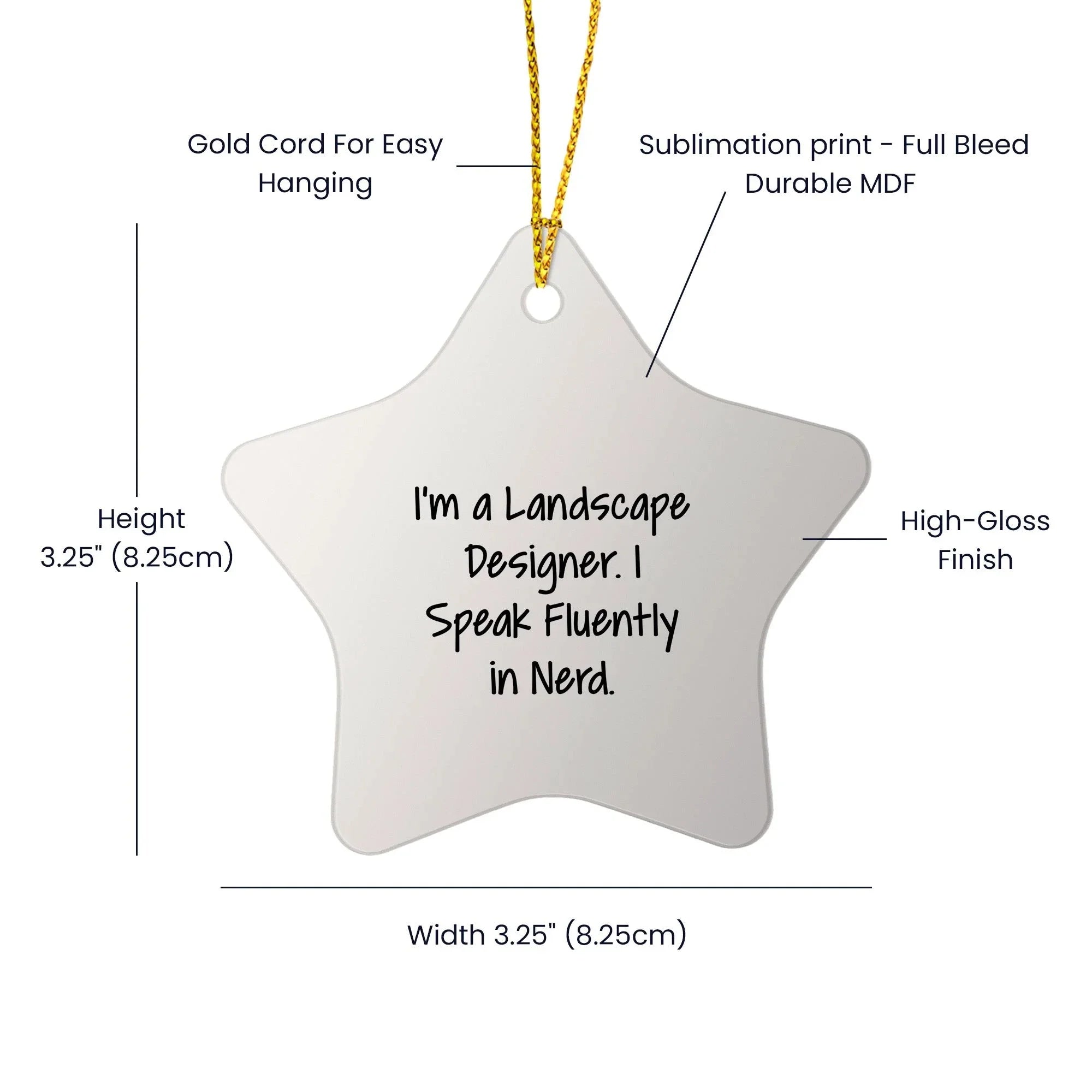 Funny Landscape Designer Gifts, 'I'm A Landscape Designer. I Speak Fluently In genius.' Star Ornament, Christmas Unique Gifts from Friends, Gifts for Landscape Designer