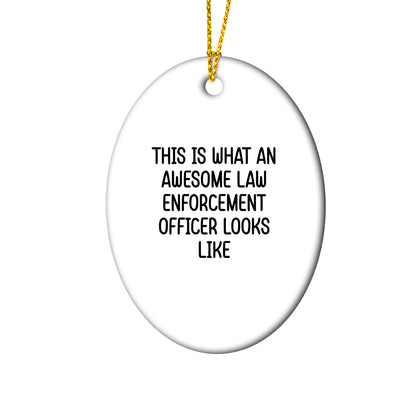 Funny Law Enforcement Officer Christmas Ornament Gift for Cops, Police Officers, and Law Enforcement Heroes – Available in Round, Star, Oval, Heart & Snowflake Shapes - Mallard Moon Gift Shop