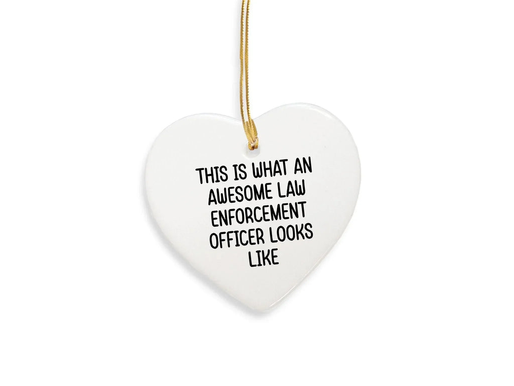 Law Enforcement Officer Gifts - This Is What An Awesome Law Enforcement Officer Looks Like, Oval, Round, Star, Heart, Snowflake Christmas Ornament Gift for Cops, Police Officers, and Law Enforcement Heroes