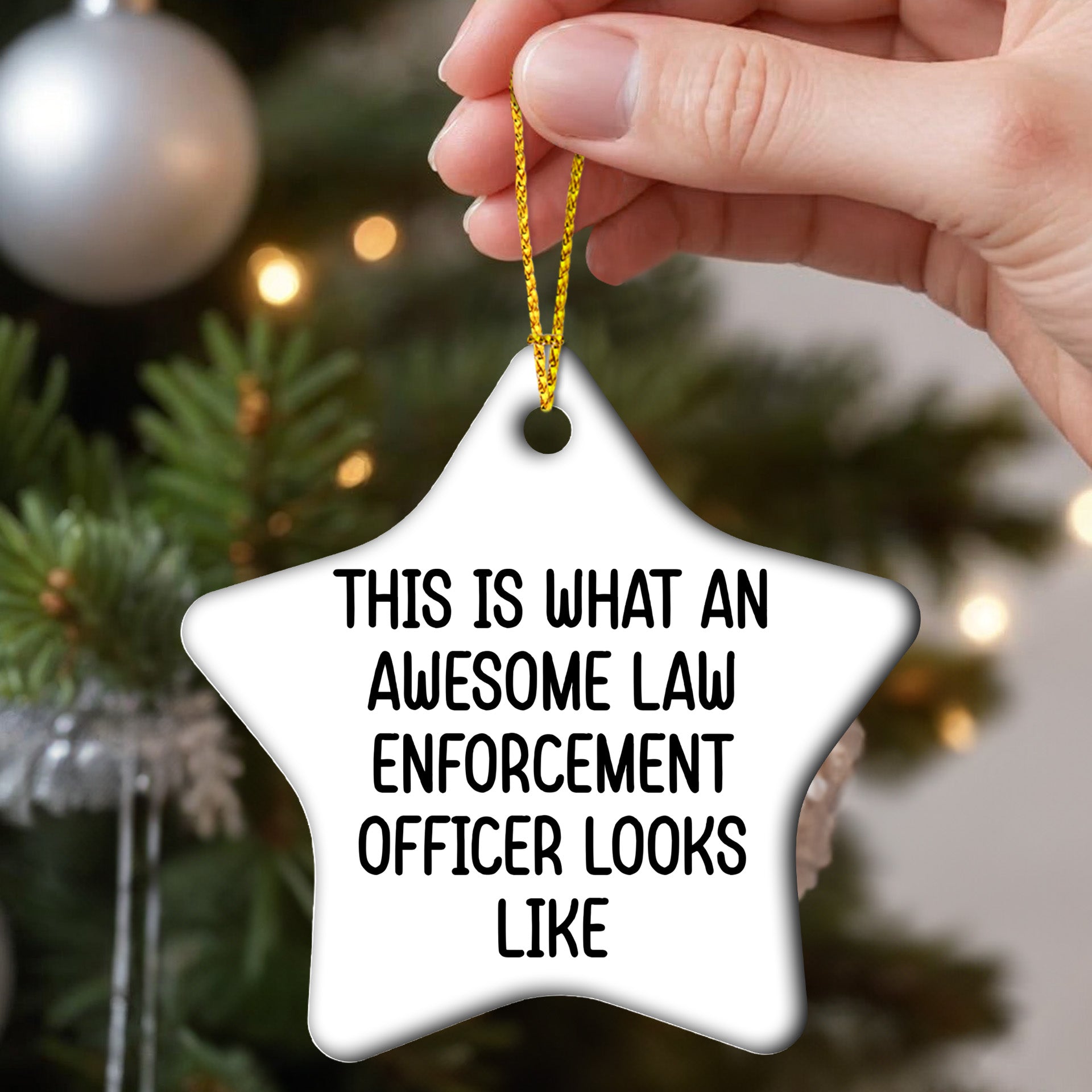 Funny Law Enforcement Officer Christmas Ornament Gift for Cops, Police Officers, and Law Enforcement Heroes – Available in Round, Star, Oval, Heart & Snowflake Shapes - Mallard Moon Gift Shop