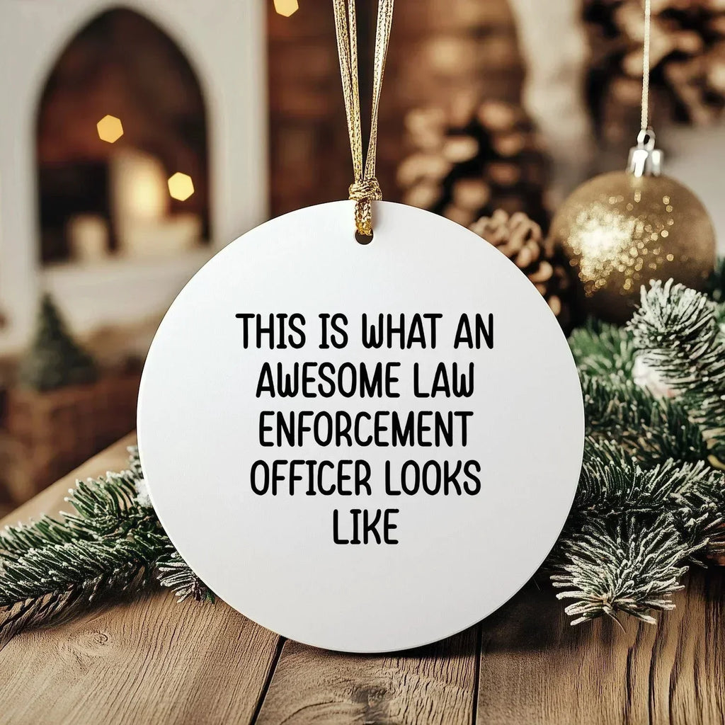 Funny Law Enforcement Officer Gifts from Friends - This Is What Awesome Looks Like, Circle Ornament for Christmas