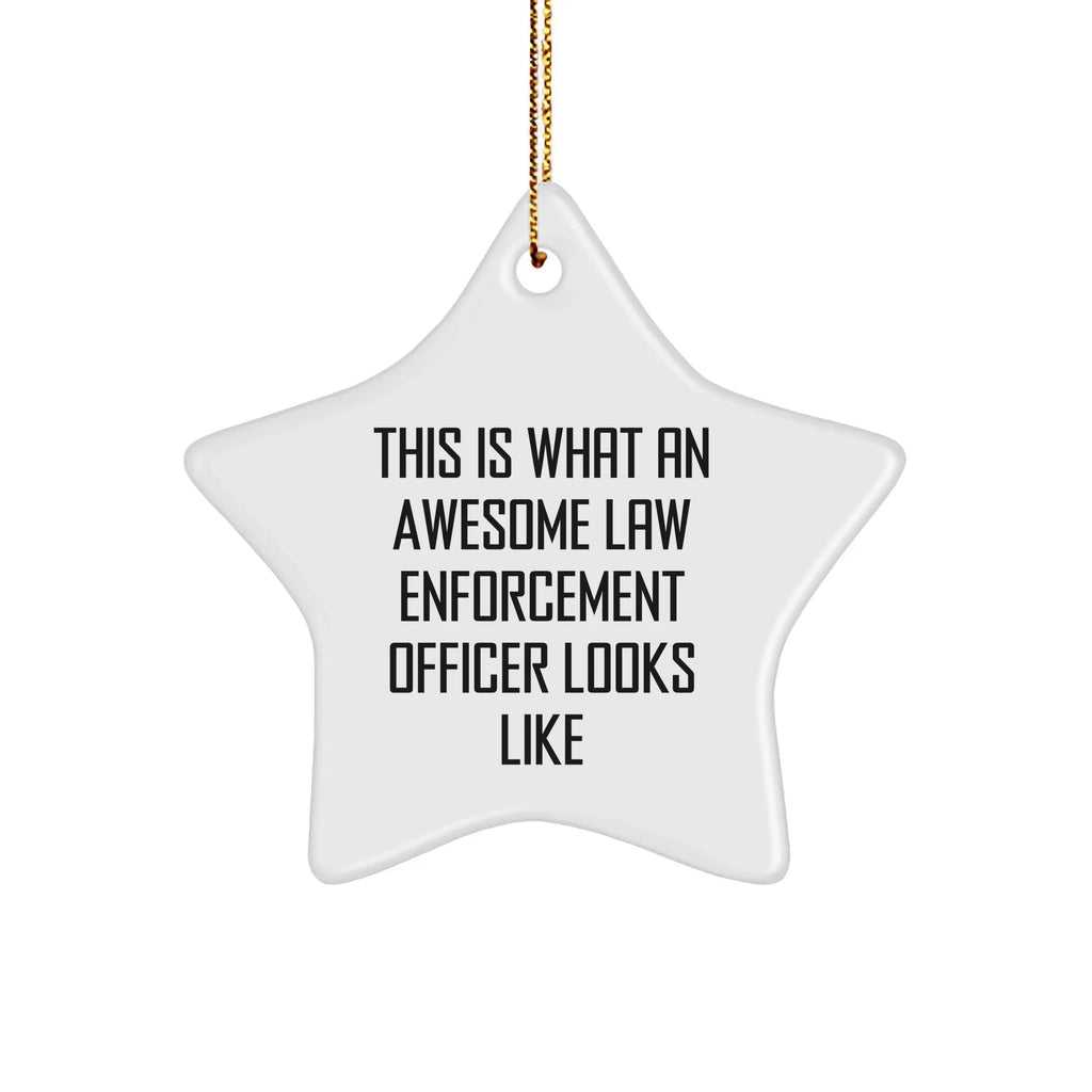 Funny Law Enforcement Officer Gifts - This Is What An Awesome Star Ornament Looks Like, For Men and Women, Friends and Family, Christmas Unique Gifts from Law Enforcement Officer