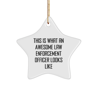 Funny Law Enforcement Officer Gifts - This Is What An Awesome Star Ornament Looks Like, For Men and Women, Friends and Family, Christmas Unique Gifts from Law Enforcement Officer