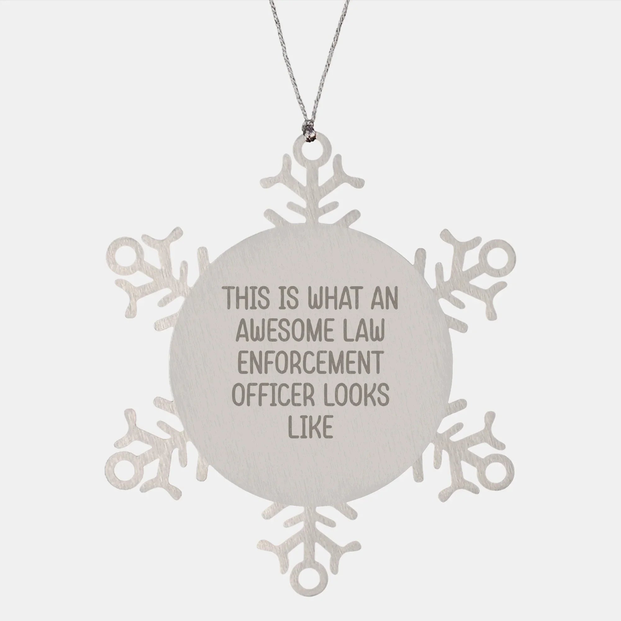Funny Law Enforcement Officer Gifts from Friends, Snowflake Ornament, 'This Is What An Awesome Law Enforcement Officer Looks Like' Christmas Unique Giving Ideas