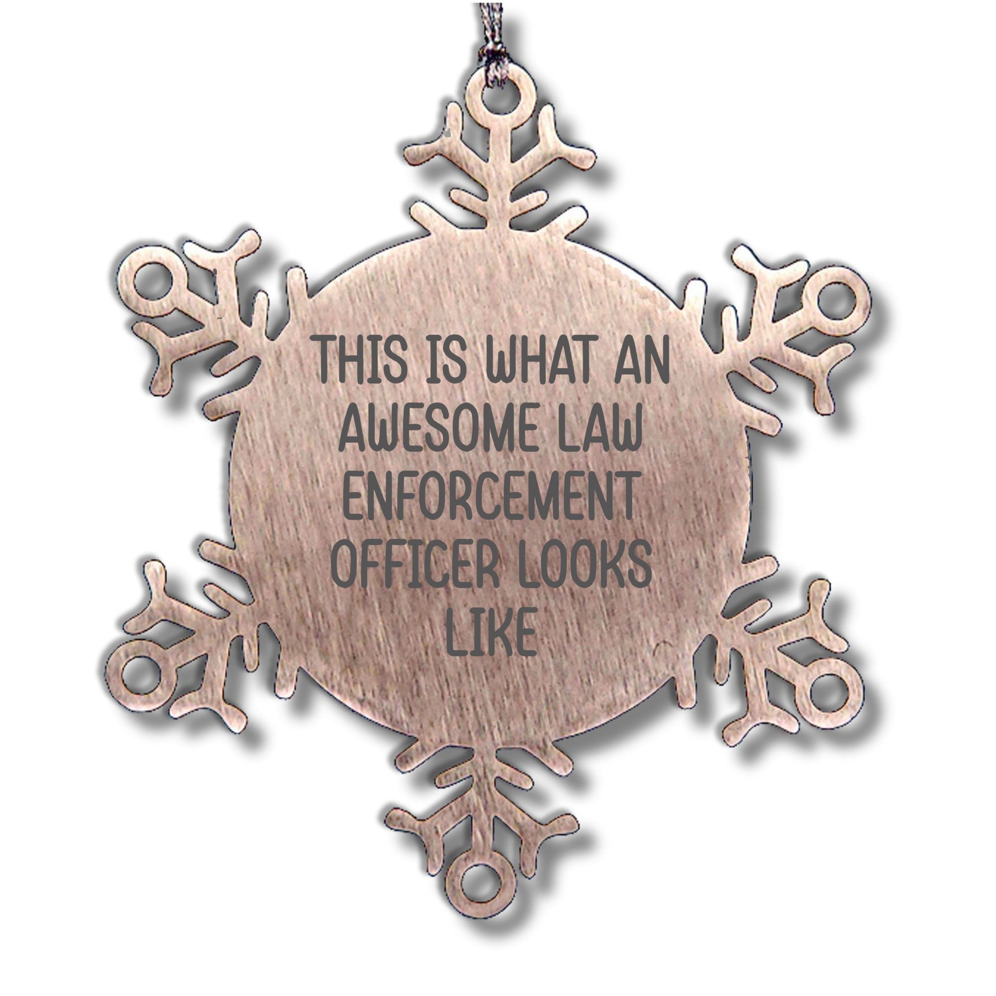 Funny Law Enforcement Officer Gifts from Friends, Snowflake Ornament, 'This Is What An Awesome Law Enforcement Officer Looks Like' Christmas Unique Giving Ideas