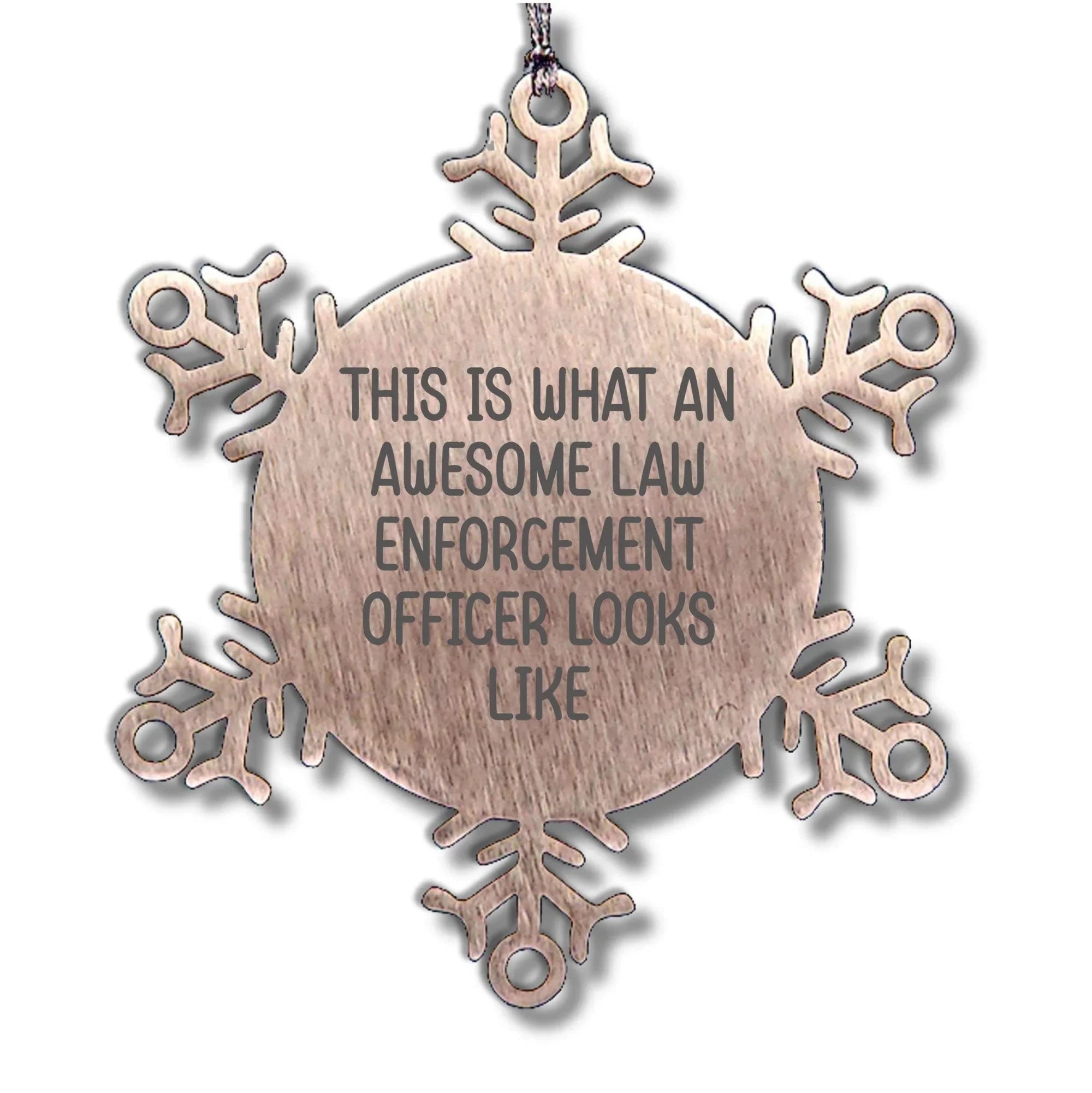 Funny Law Enforcement Officer Gifts from Friends, Snowflake Ornament, 'This Is What An Awesome Law Enforcement Officer Looks Like' Christmas Unique Giving Ideas