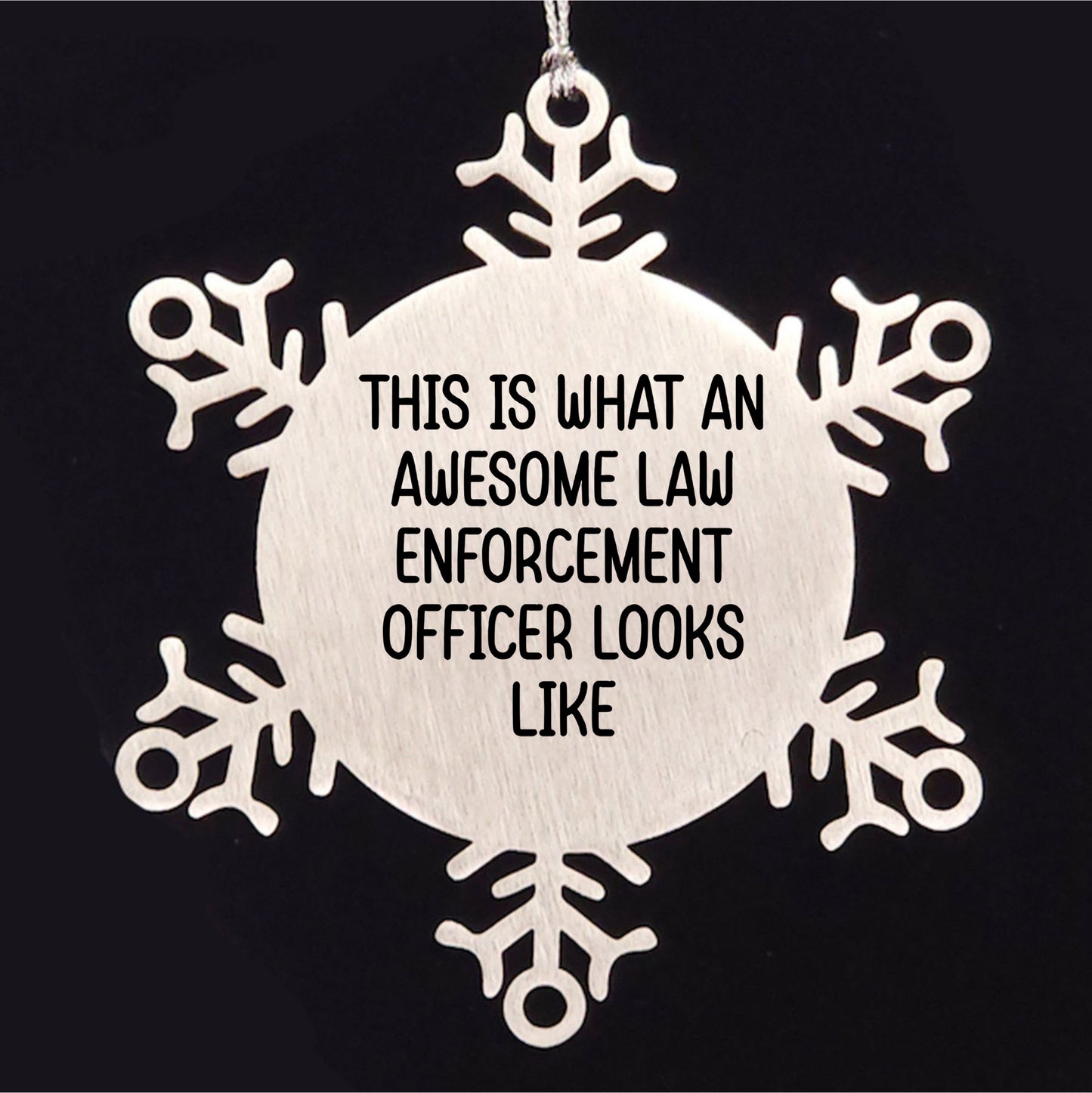 Funny Law Enforcement Officer Gifts from Friends, Snowflake Ornament, 'This Is What An Awesome Law Enforcement Officer Looks Like' Christmas Unique Giving Ideas